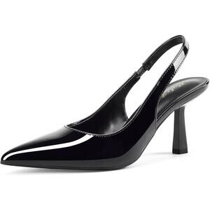 Elisabet Tang Women Size 9 Black 3.25" Heel Closed Pointed Toe Slingback Shoes